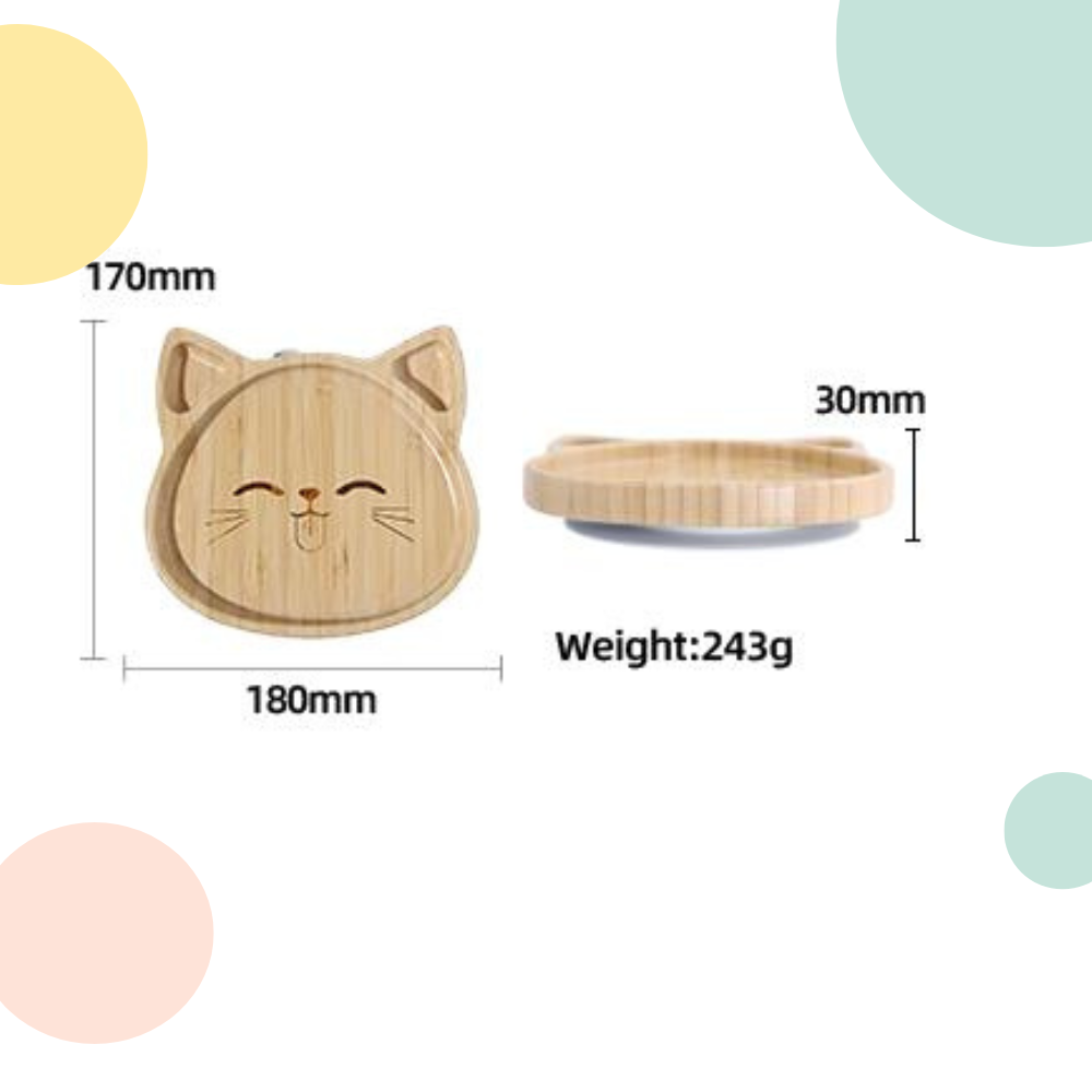 Premium cat shape Bamboo Baby Plate with Silicone Suction Base - Image 2