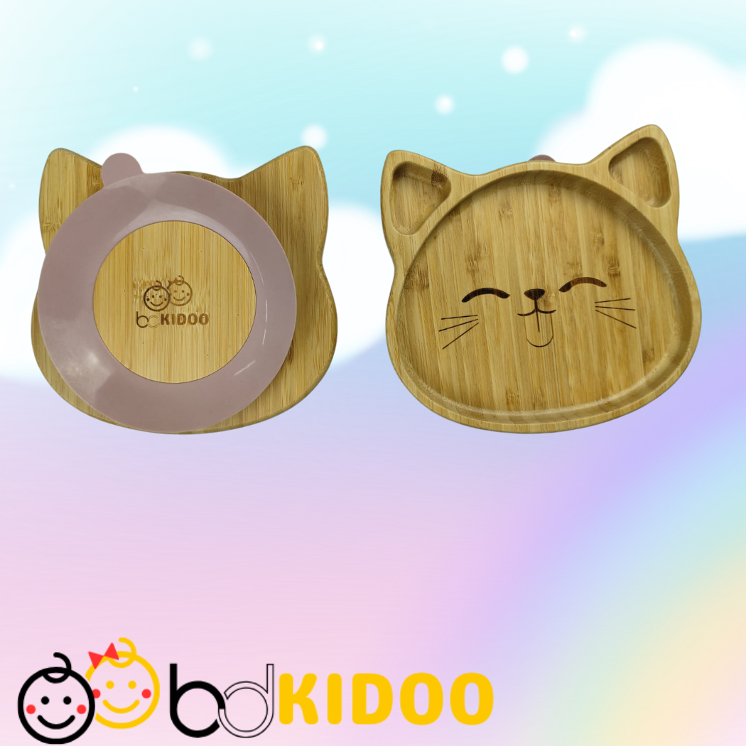 Premium cat shape Bamboo Baby Plate with Silicone Suction Base - Image 4