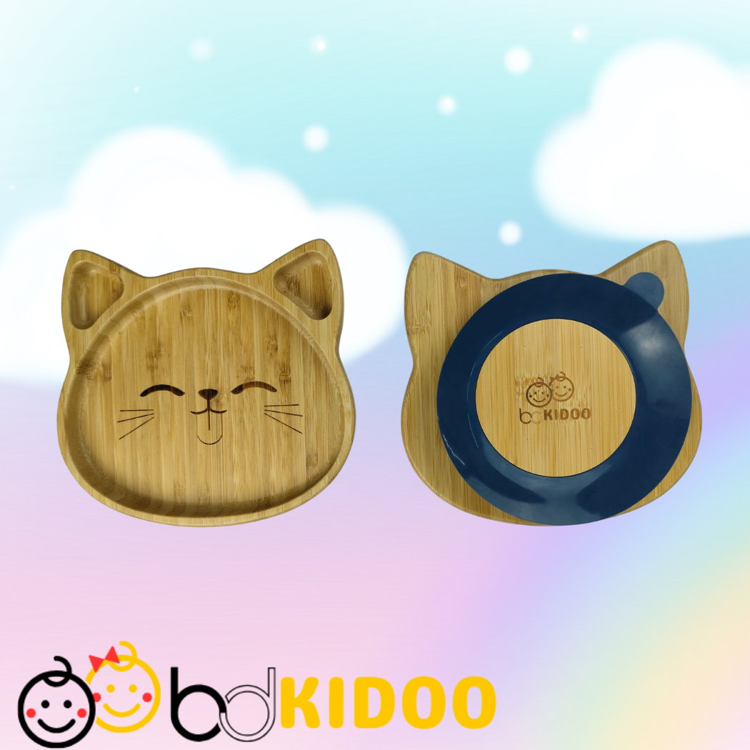 Premium cat shape Bamboo Baby Plate with Silicone Suction Base - Image 3