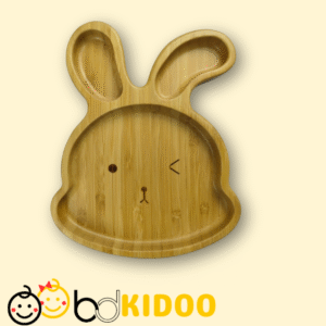 Premium Rabit Shape Bamboo Baby Plate with Silicone Suction Base