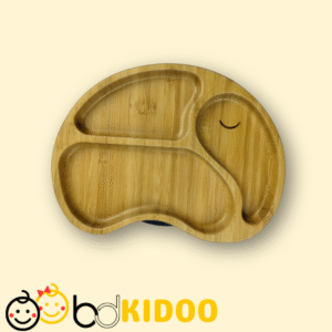 Premium Elephant Shape Bamboo Baby Plate with Silicone Suction Base